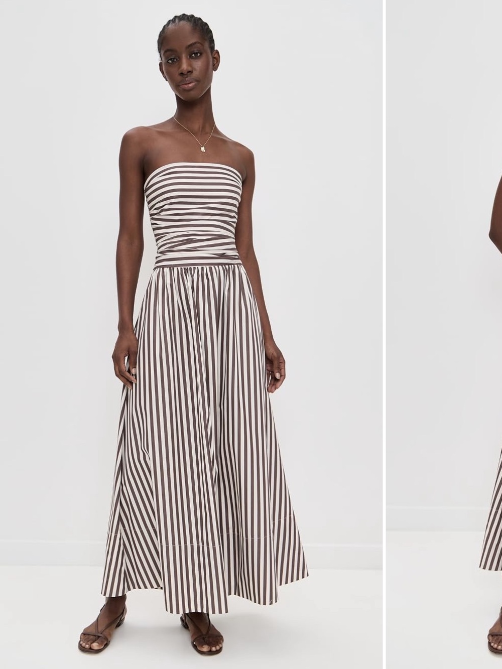 Faithfull Brown and White Striped Strapless Maxi Dress (Vera Maxi)
